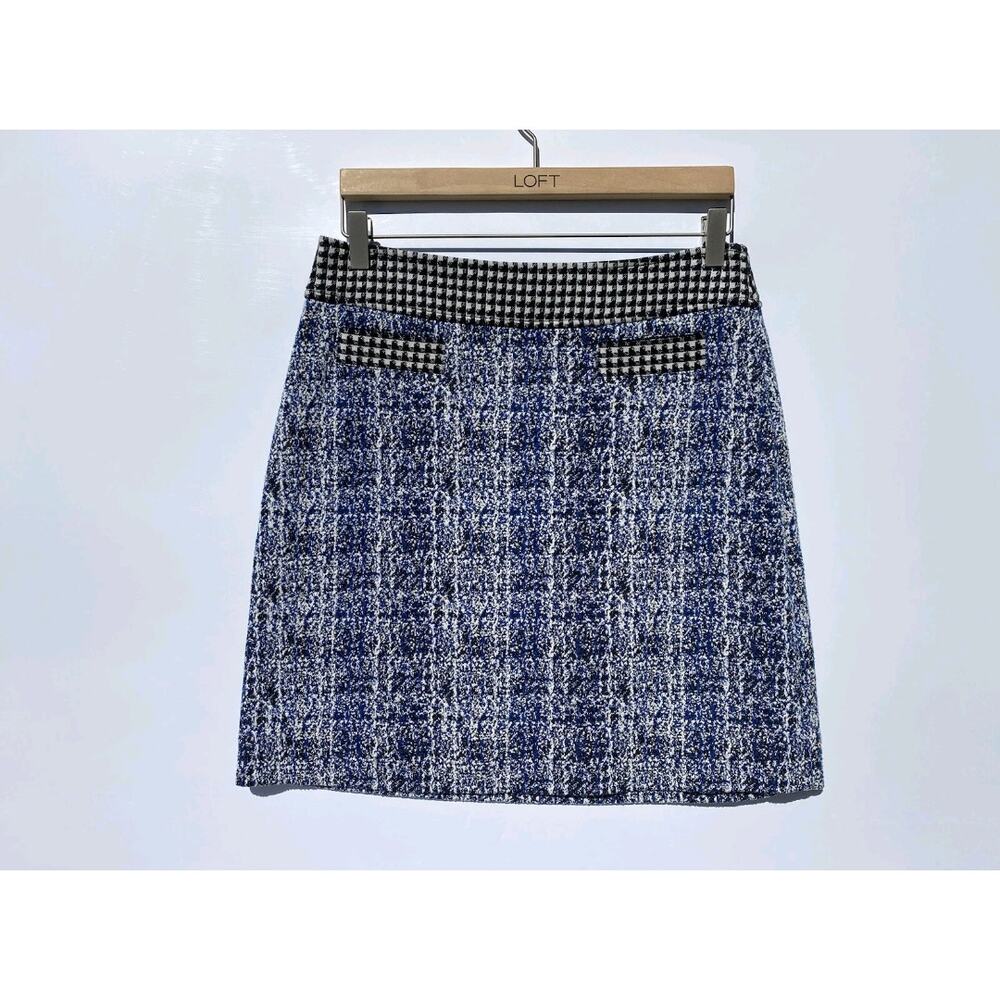 Cabi Multicolor Stretch Matrix Reina 21 Club Tweed Houndstooth Knit Skirt Size 4